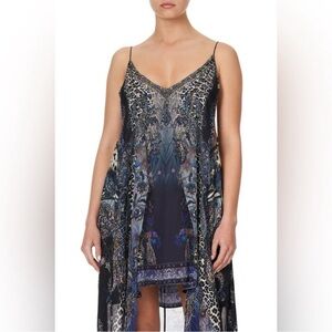 Camilla  Flared Mini Dress With Sheer Overlay Size Small